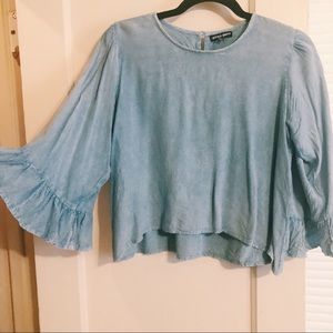 Baby Blue Cropped Blouse